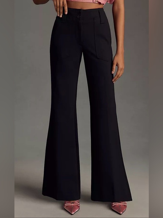 Anthropologie Pants - Anthropologie Maeve Black Stretch Trouser Pants Women Size 0 Wide leg CBK chic